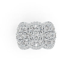 Sterling Silver Scalloped Cocktail Ring with White Topaz or Moissanite - Syzjewelry