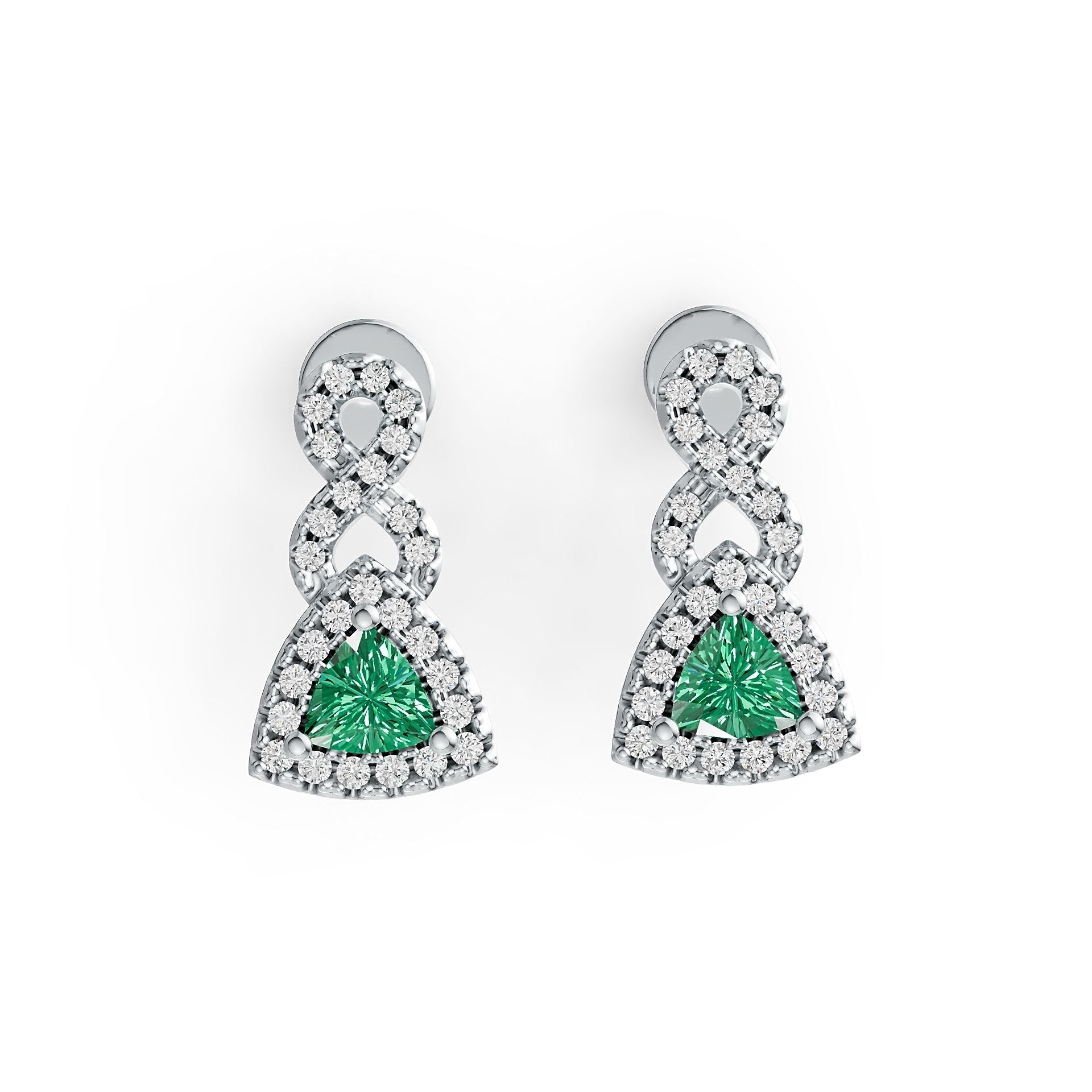 Sterling Silver Semi Mount Earrings Setting Trillion TL 4X4mm with White Topaz DHJ