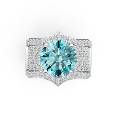 Sterling Silver Semi Mount Ring Setting Round RD 10x10mm with White Topaz or Moissanite DHJ