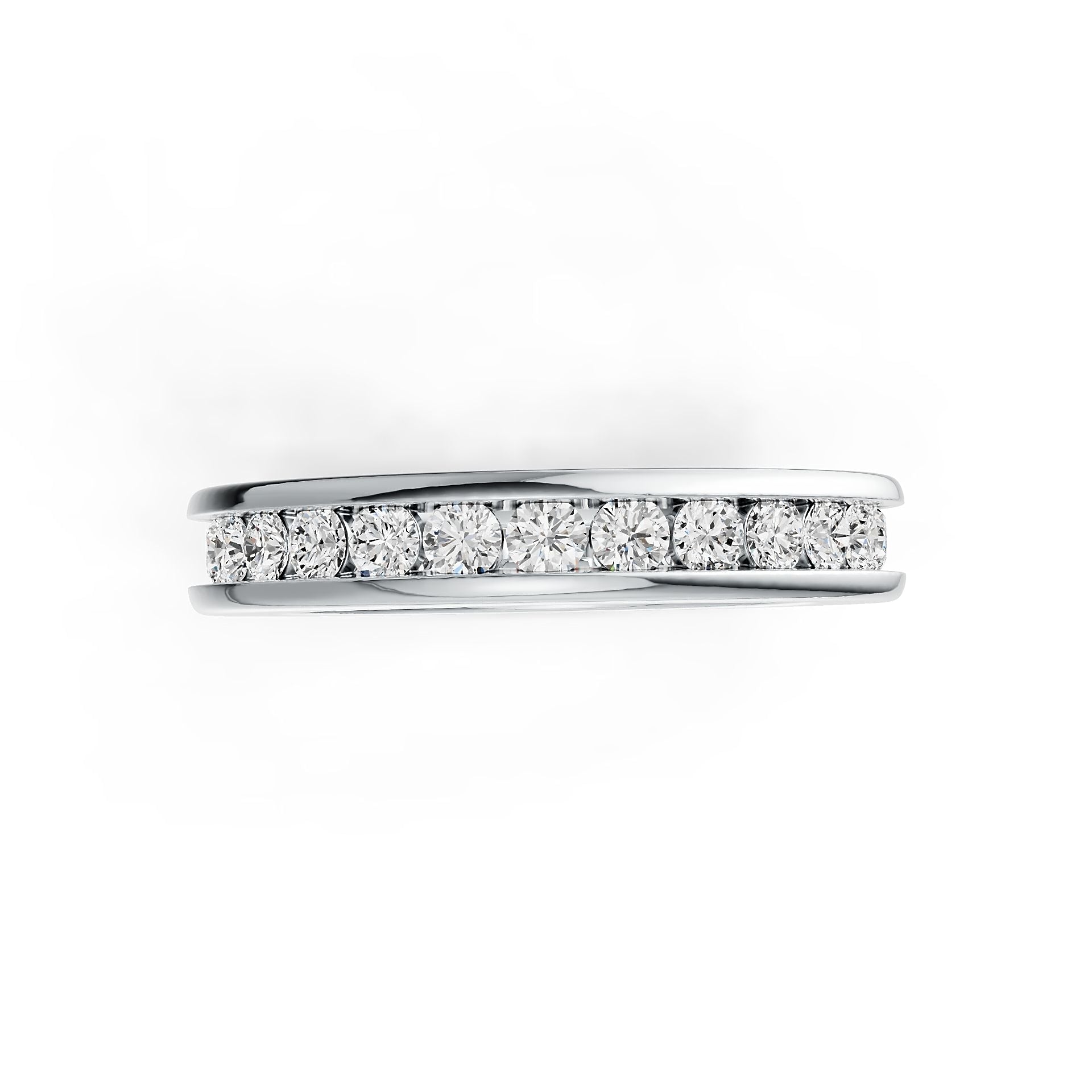 Sterling Silver Channel-Set Band Ring with White Topaz or Moissanite DHJ