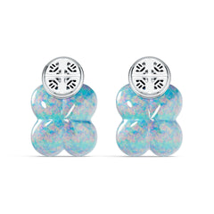 Sterling Silver Opal Earrings 13x12mm