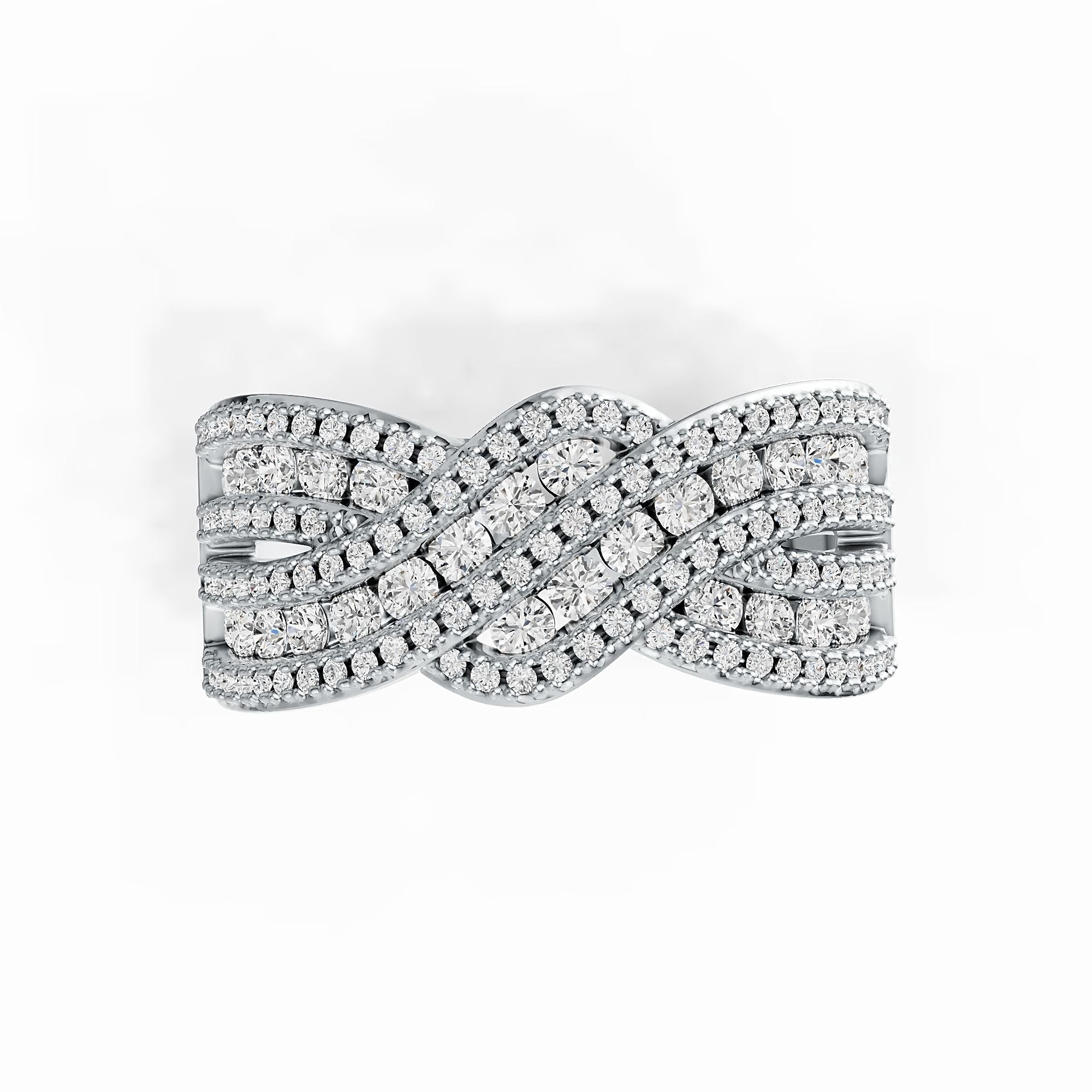 Sterling Silver Ring Twisted Wave Theme with White Topaz or Moissanite - Syzjewelry