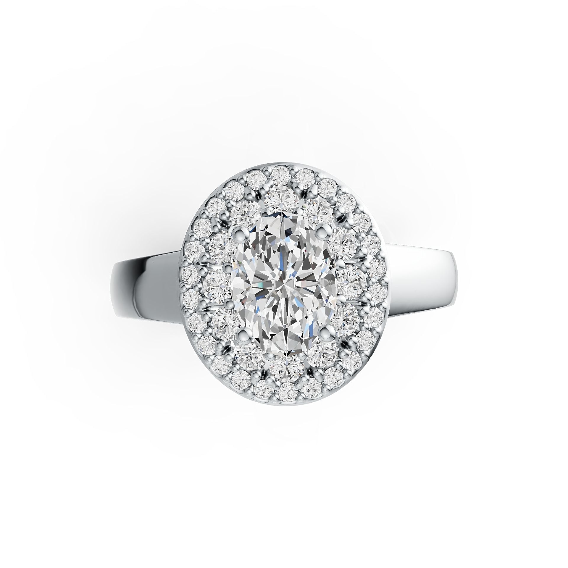 Sterling Silver Semi Mount Ring Setting Oval OV 8X6mm Double Halo DHJ