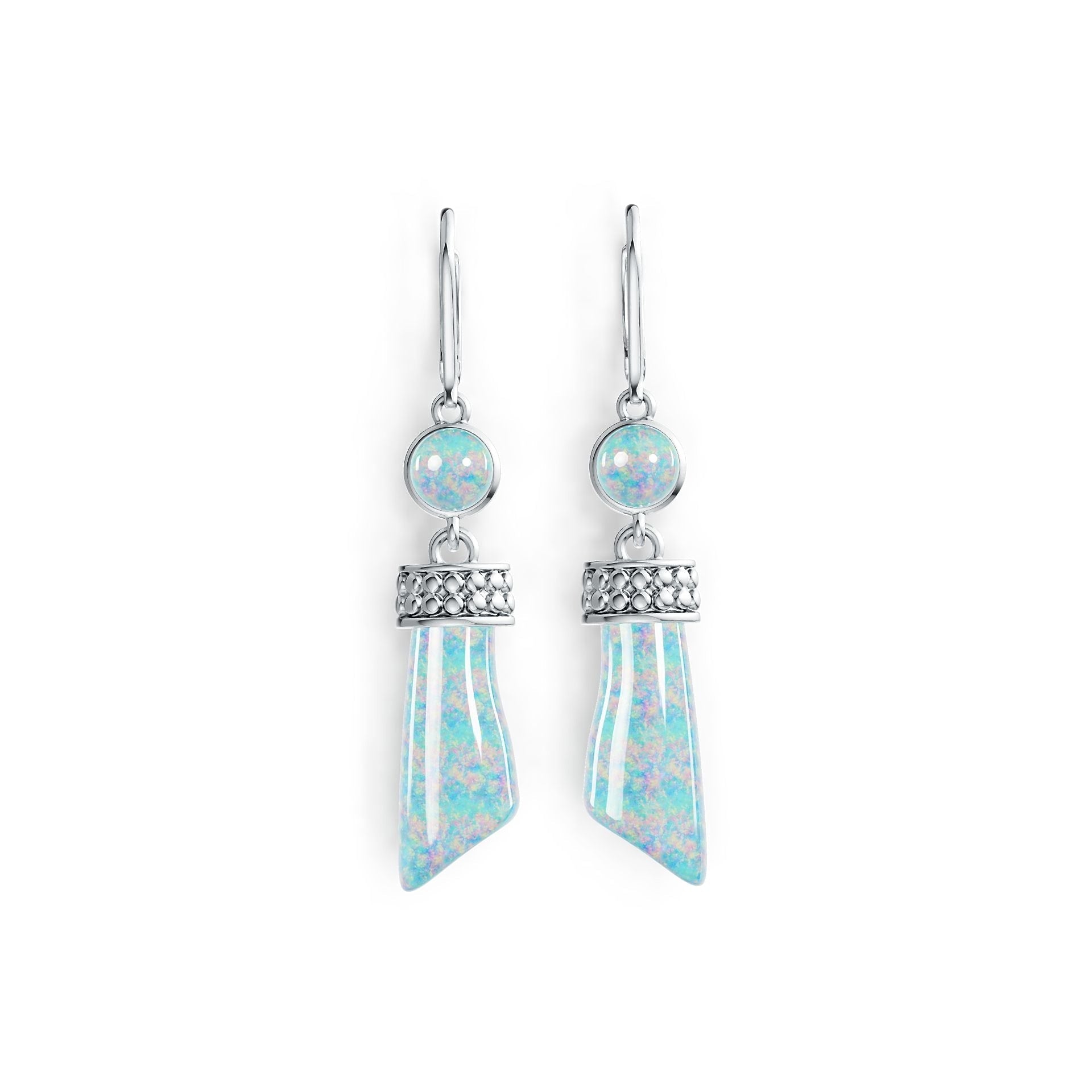 Sterling Silver Semi Mount Earrings Setting Cabochon 21X8mm RD 6X6mm Syzjewelry