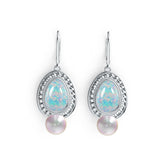 Sterling Silver Semi Mount Earrings Setting Round RD 7.5mm OV Cab 12X8mm DHJ