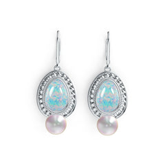 Sterling Silver Semi Mount Earrings Setting Round RD 7.5mm OV Cab 12X8mm DHJ