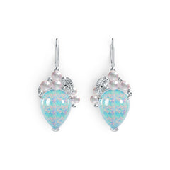 Sterling Silver Semi Mount Earrings Setting Pear PE 17x13mm Cabochon DHJ