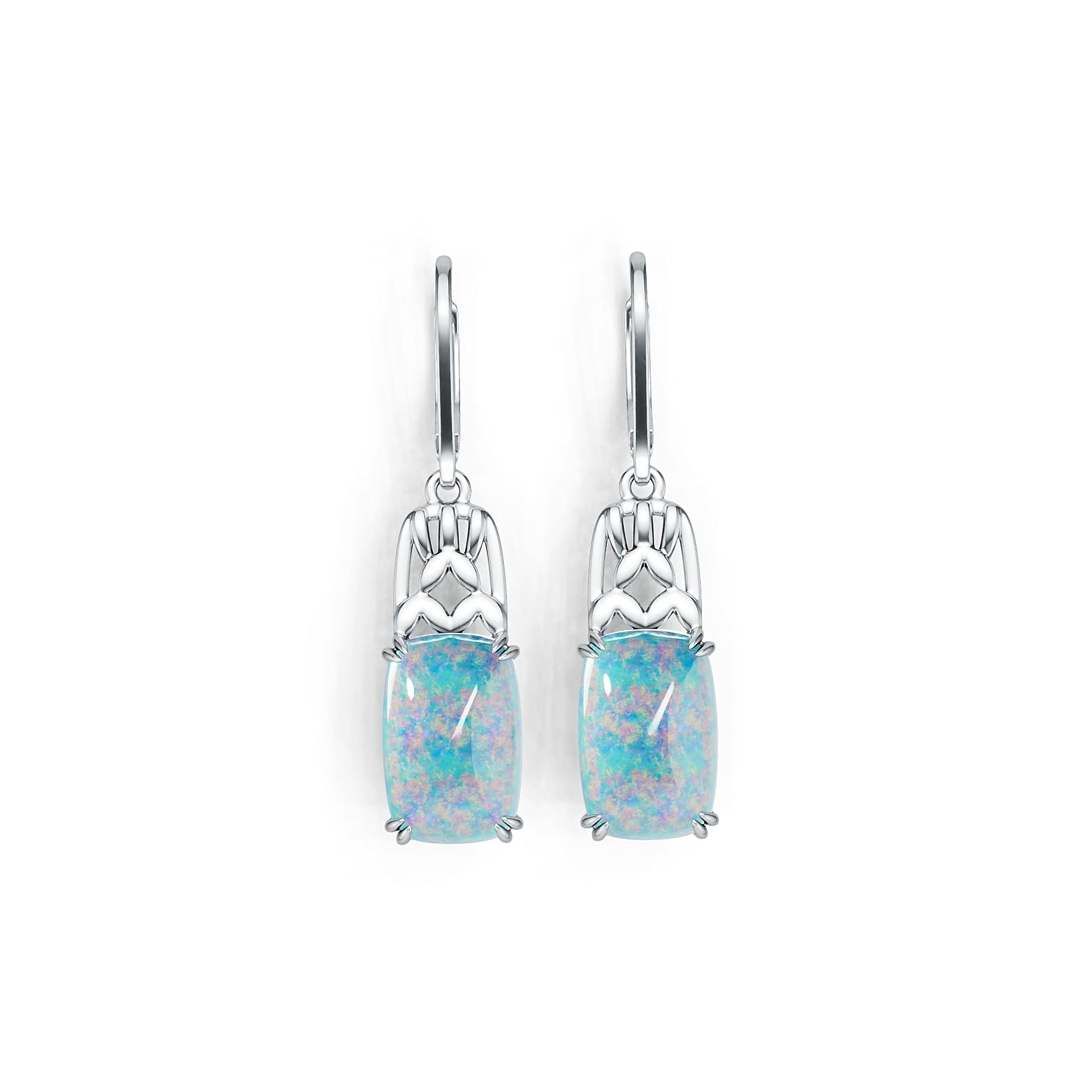 Sterling Silver Semi Mount Earrings Setting Cushion CU 12X8mm Cabochon DHJ