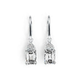 Sterling Silver Semi Mount Earrings Setting Emerald OCT 8X6mm PE 4X4mm DHJ