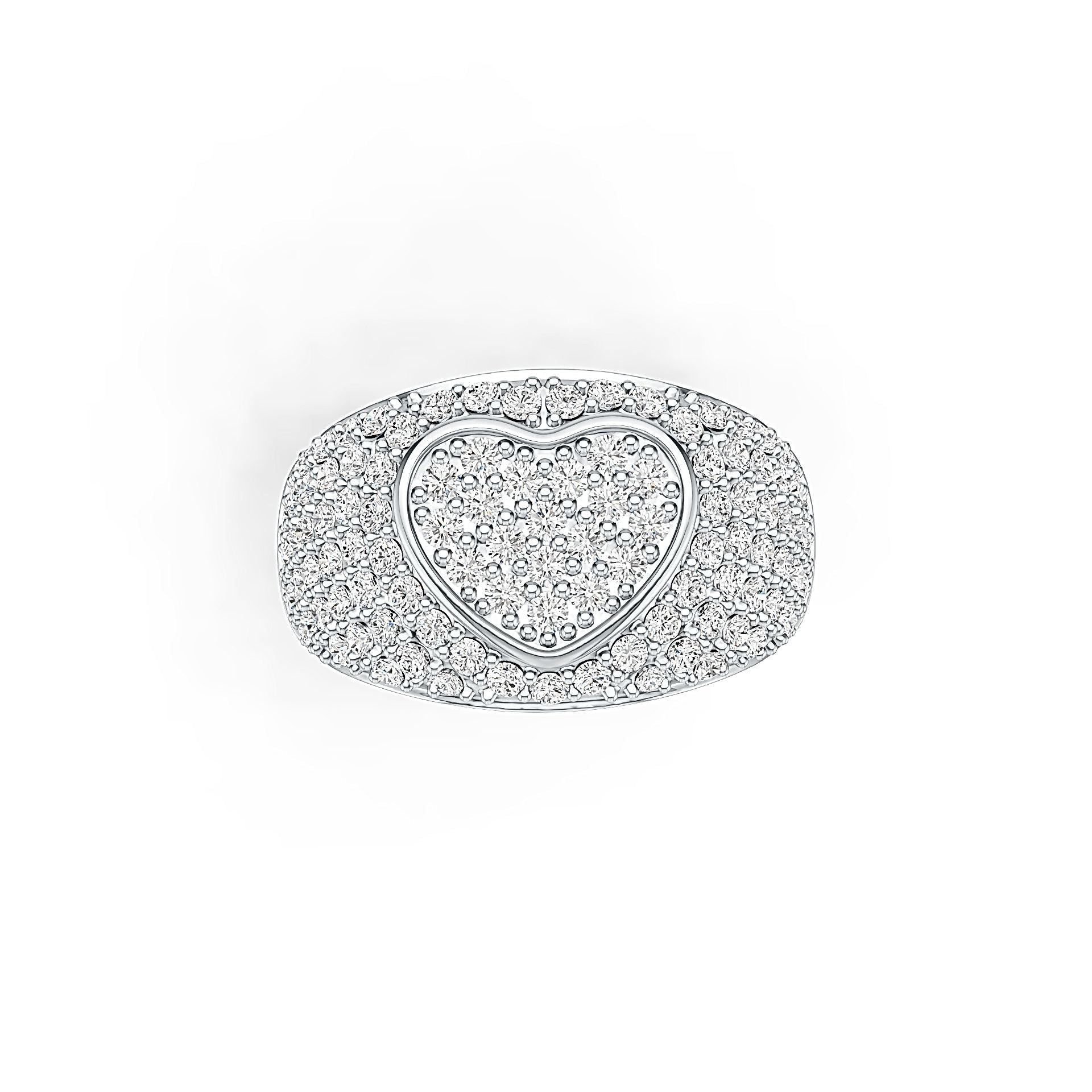 Sterling Silver Pave Ring Heart Theme with White Topaz or Moissanite - Syzjewelry
