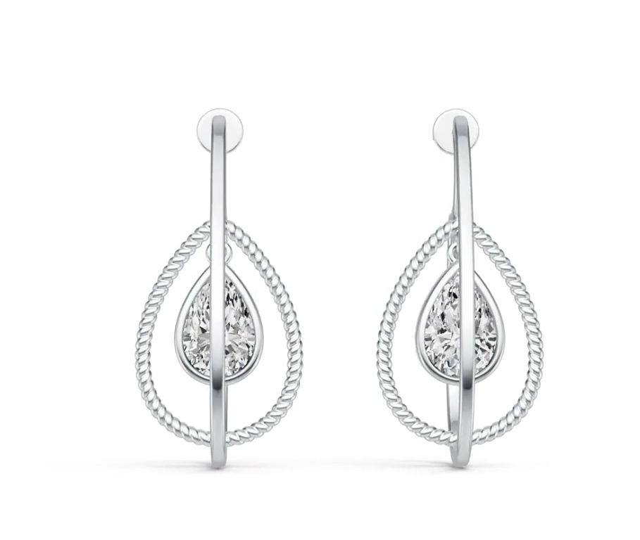 Sterling Silver Semi Mount Earrings Setting Pear PE 12X8mm DHJ