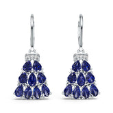 Sterling Silver Royal Blue Sapphire Chandelier Earrings Pear PE 5x3mm