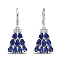 Sterling Silver Royal Blue Sapphire Chandelier Earrings Pear PE 5x3mm