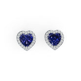 Sterling Silver Semi Mount Earrings Setting Heart HT 6x6mm Halo - Syzjewelry