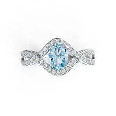 Sterling Silver Semi Mount Ring Setting Oval OV 7X5mm with White Topaz Syzjewelry