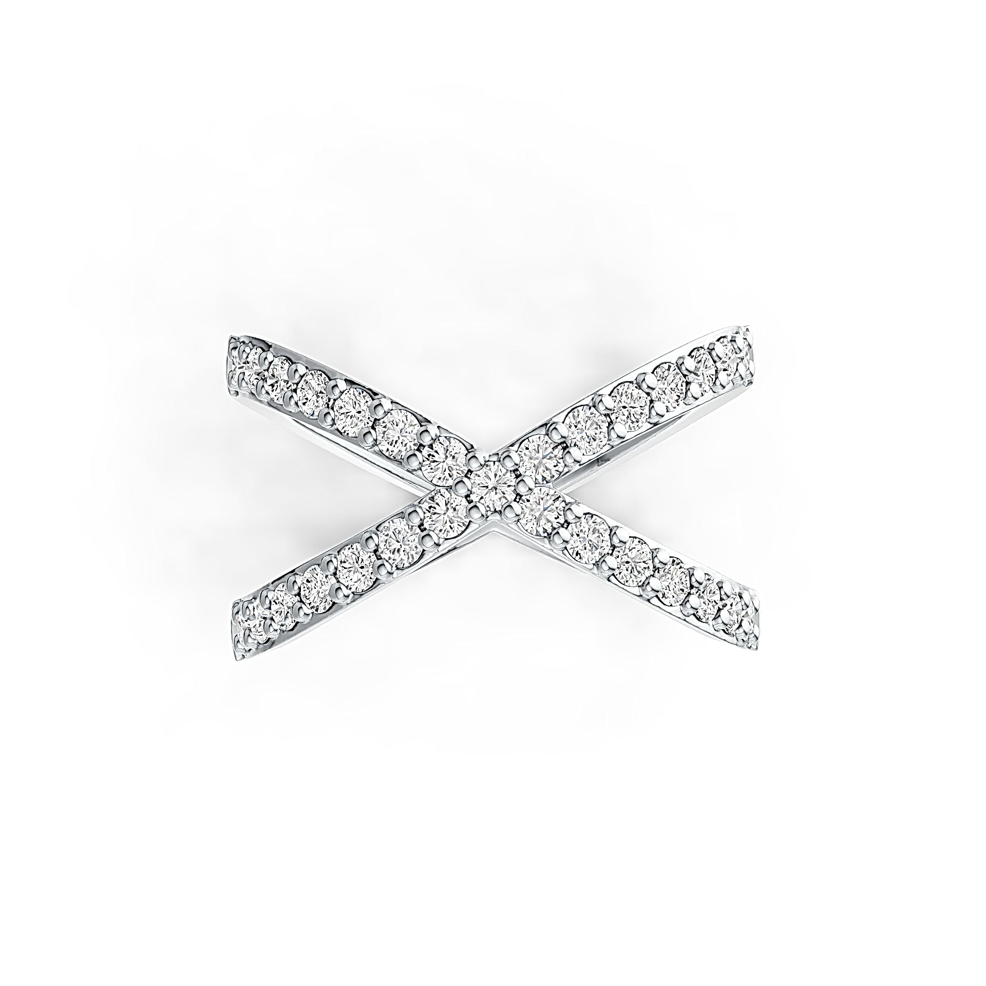 Sterling Silver Ring Crisscross X Theme with White Topaz or Moissanite - Syzjewelry