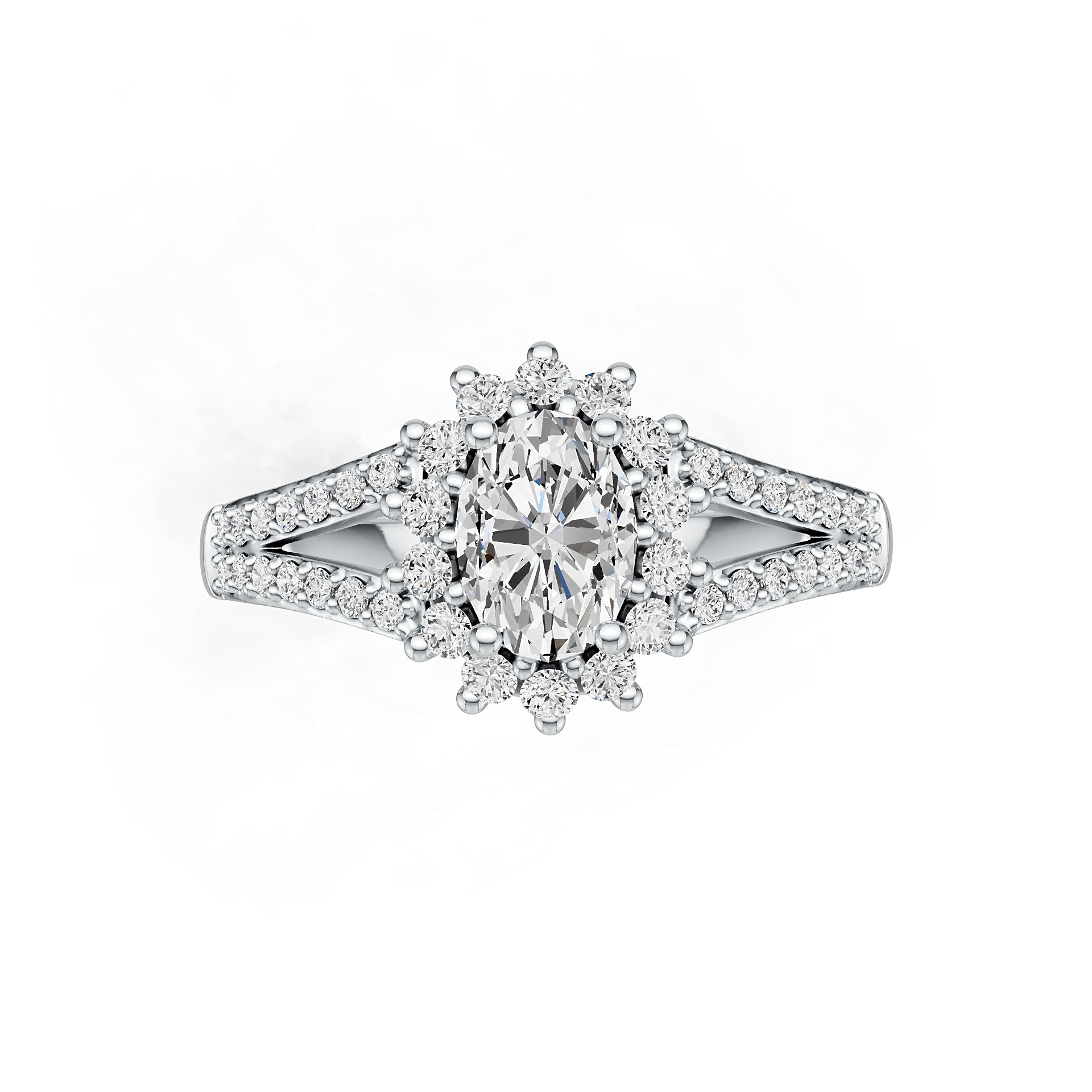 Sterling Silver Semi Mount Ring Setting Oval OV 7X5mm Halo DHJ