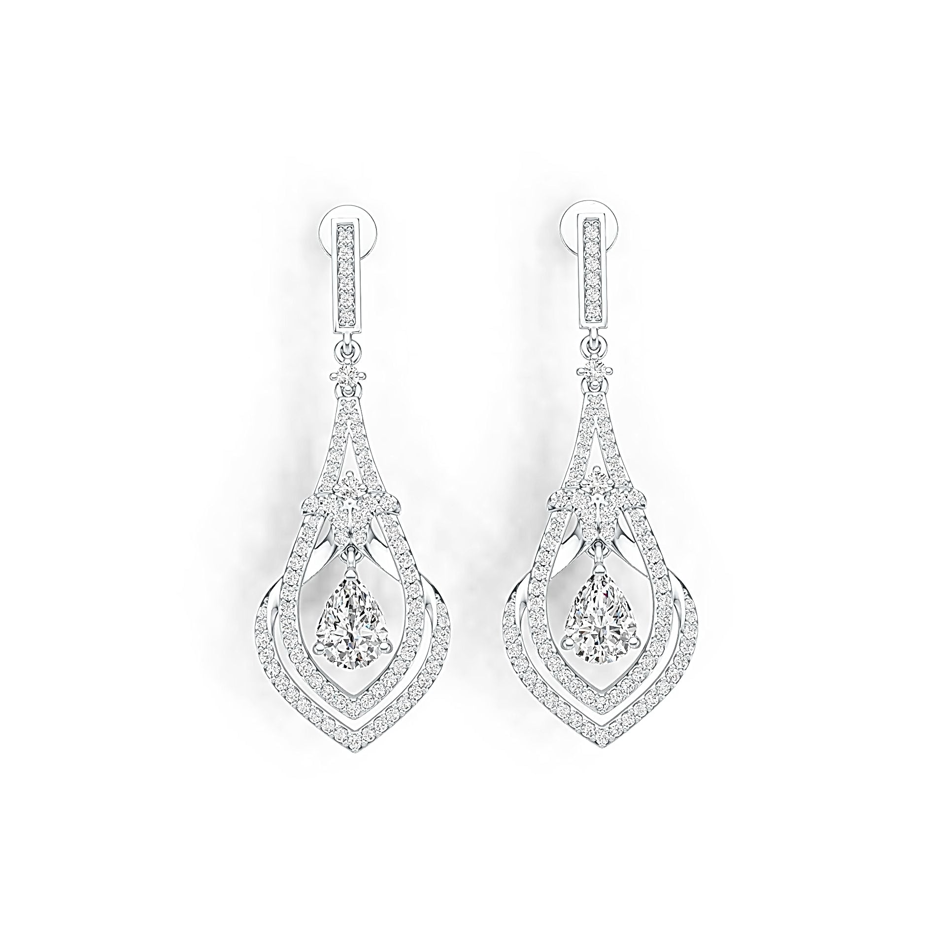 Sterling Silver Semi Mount Earrings Setting Pear PE 8x6mm with White Topaz - Syzjewelry
