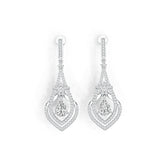 Sterling Silver Semi Mount Earrings Setting Pear PE 8x6mm with White Topaz - Syzjewelry