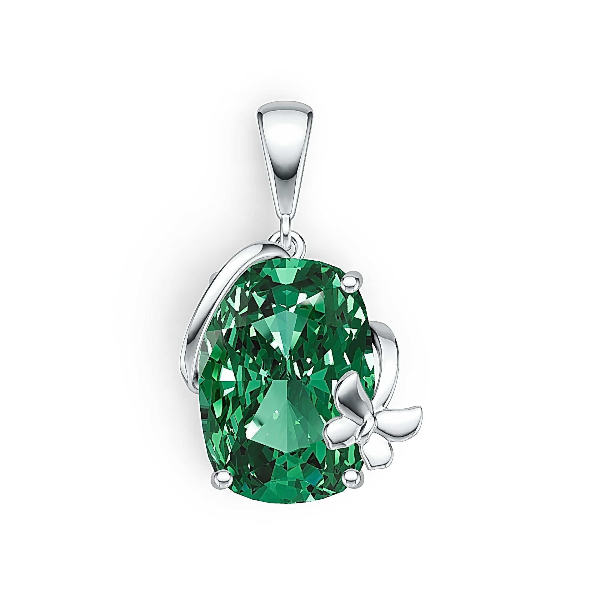 Sterling Silver Semi Mount Pendant Setting Cushion CU 14X10mm Butterfly - Syzjewelry