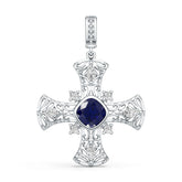 Sterling Silver Royal Blue Sapphire Pendant Cushion CU 6X6mm