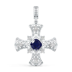 Sterling Silver Royal Blue Sapphire Pendant Cushion CU 6X6mm
