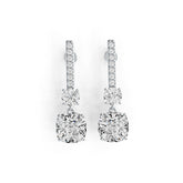 Sterling Silver Semi Mount Earrings Setting Cushion CU 10X10mm RD 6X6mm - Syzjewelry
