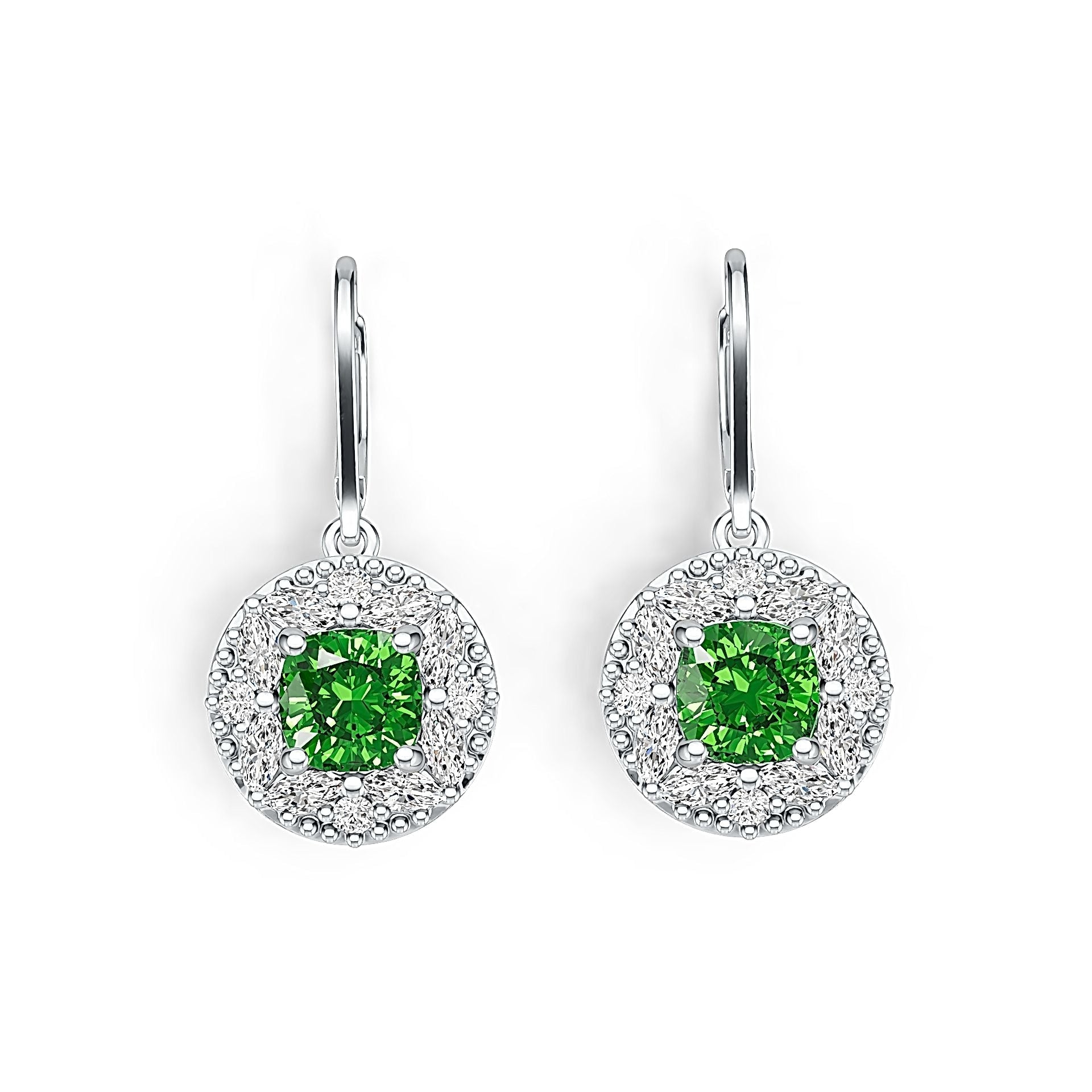 Sterling Silver Semi Mount Earrings Setting Cushion CU 6.5X6.5mm Halo DHJ