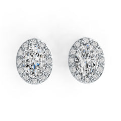 Sterling Silver Semi Mount Earrings Setting Oval OV 7X5mm Halo DHJ