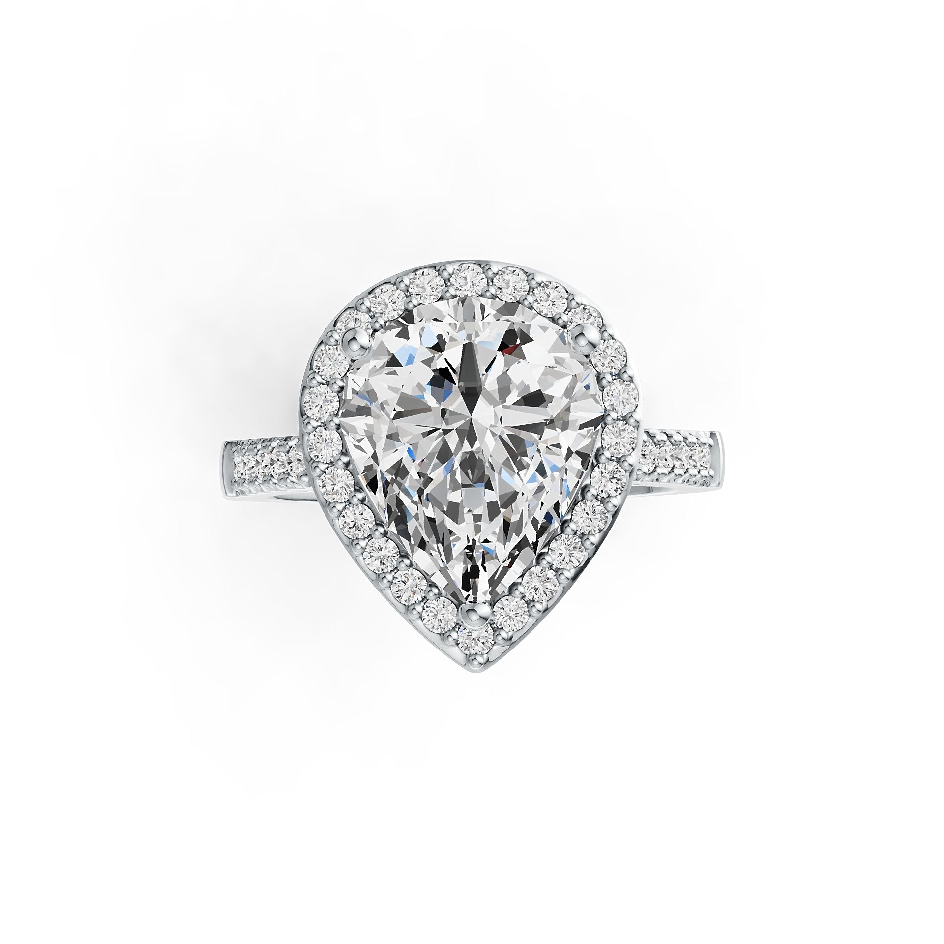 Sterling Silver Semi Mount Ring Setting Pear PE 12X10mm Halo DHJ