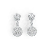 Sterling Silver Cluster Dangling Earrings with White Topaz or Moissanite DHJ