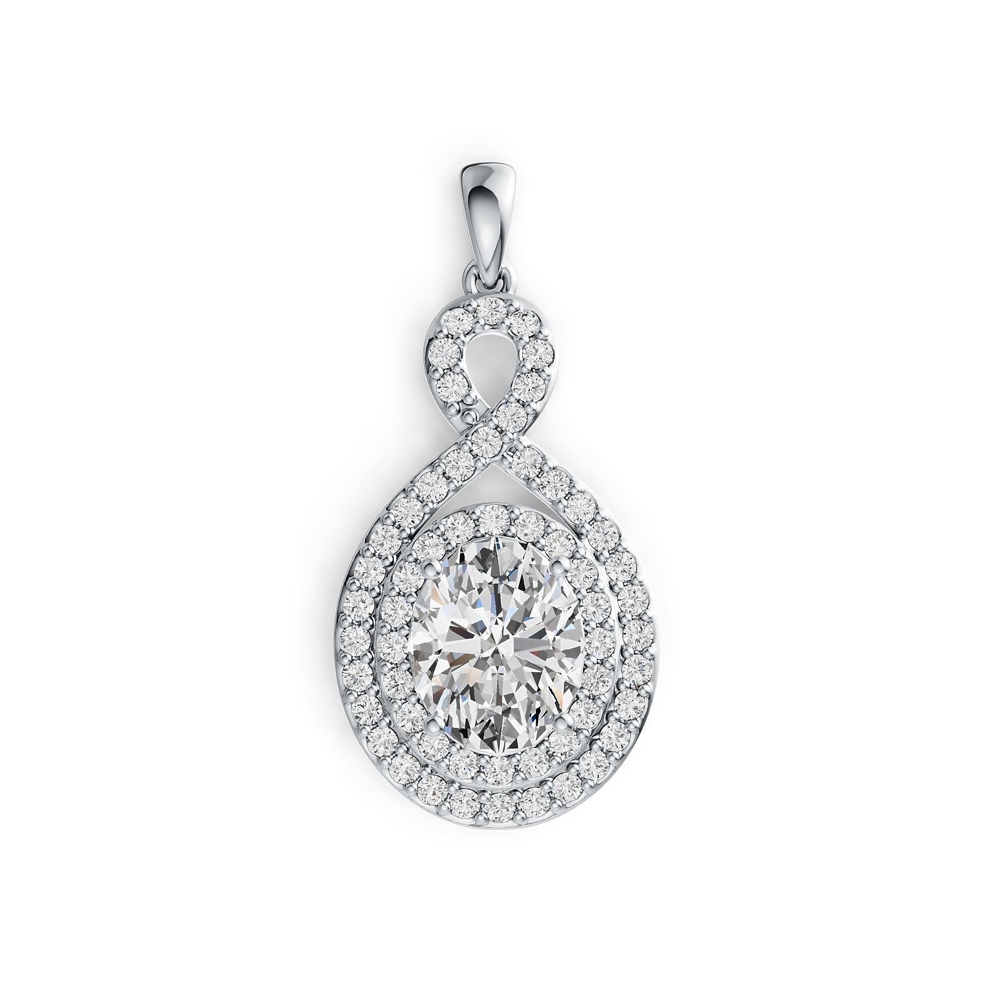 Sterling Silver Semi Mount Pendant Setting Oval OV 10X8mm Double Halo DHJ