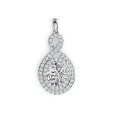 Sterling Silver Semi Mount Pendant Setting Oval OV 10X8mm Double Halo DHJ