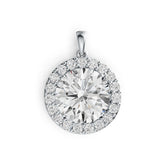 Sterling Silver Semi Mount Pendant Setting Round RD 15x15mm Halo DHJ