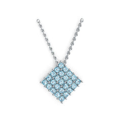 Sterling Silver Diamond-Shaped Cluster Pendant with White Topaz or Moissanite Syzjewelry