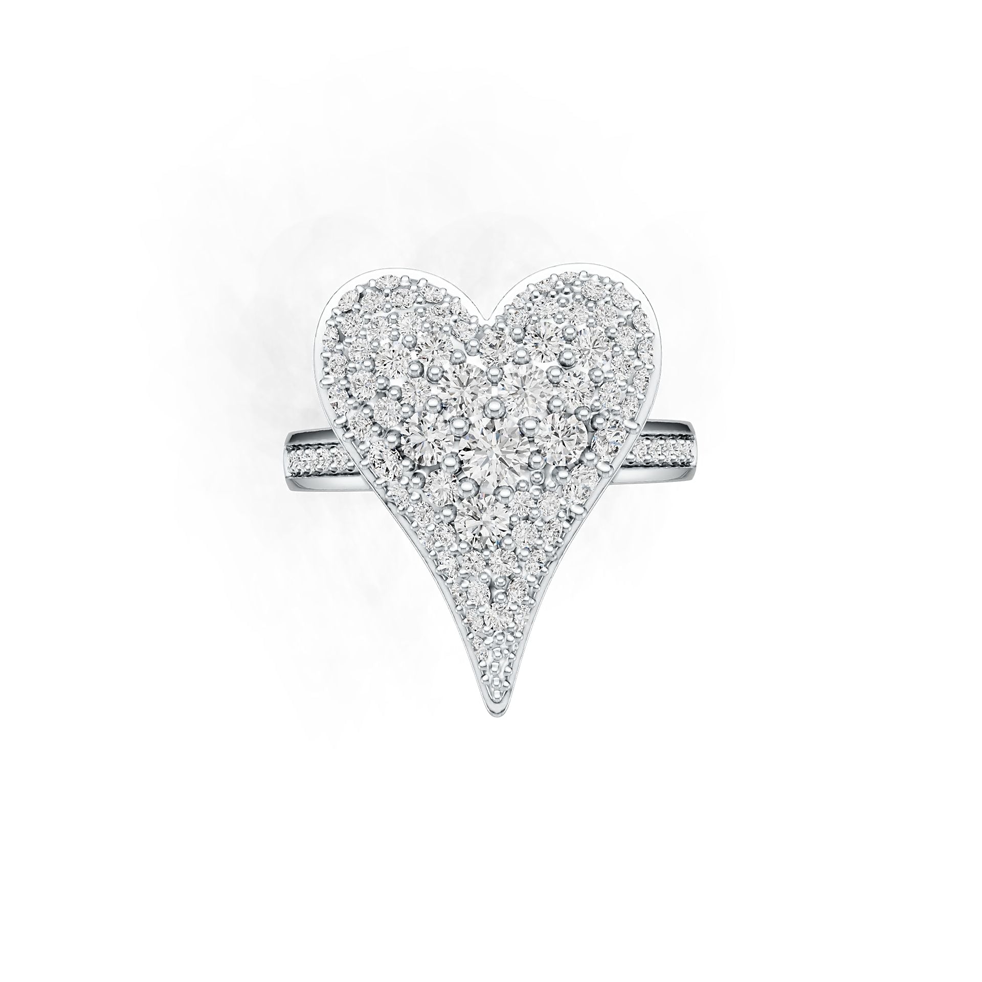 Sterling Silver Ring with White Topaz or Moissanite Heart Theme DHJ