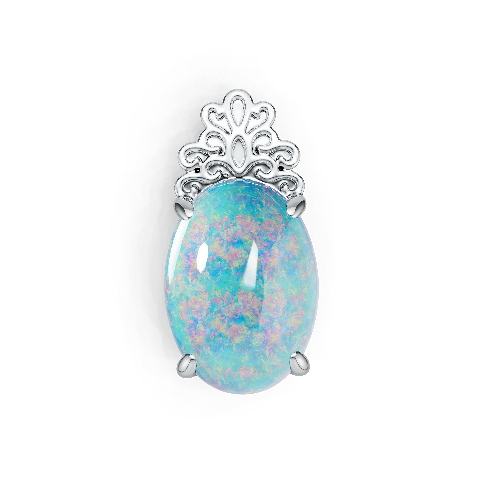 Sterling Silver Semi Mount Pendant Setting Oval OV 14X10mm Vintage Style Cabochon DHJ