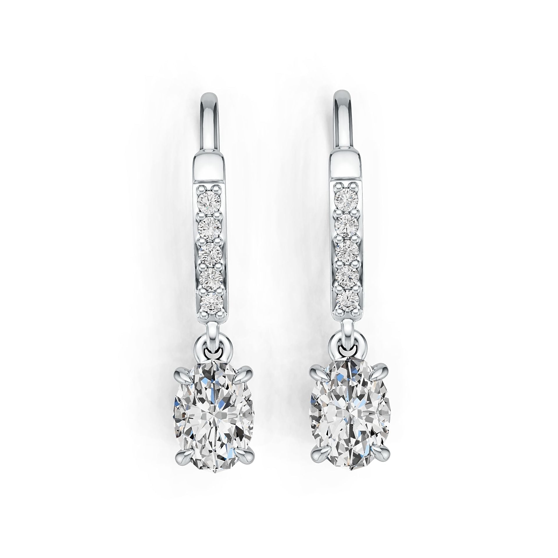 Sterling Silver Semi Mount Earrings Setting Oval OV 7x5mm with White Topaz DHJ