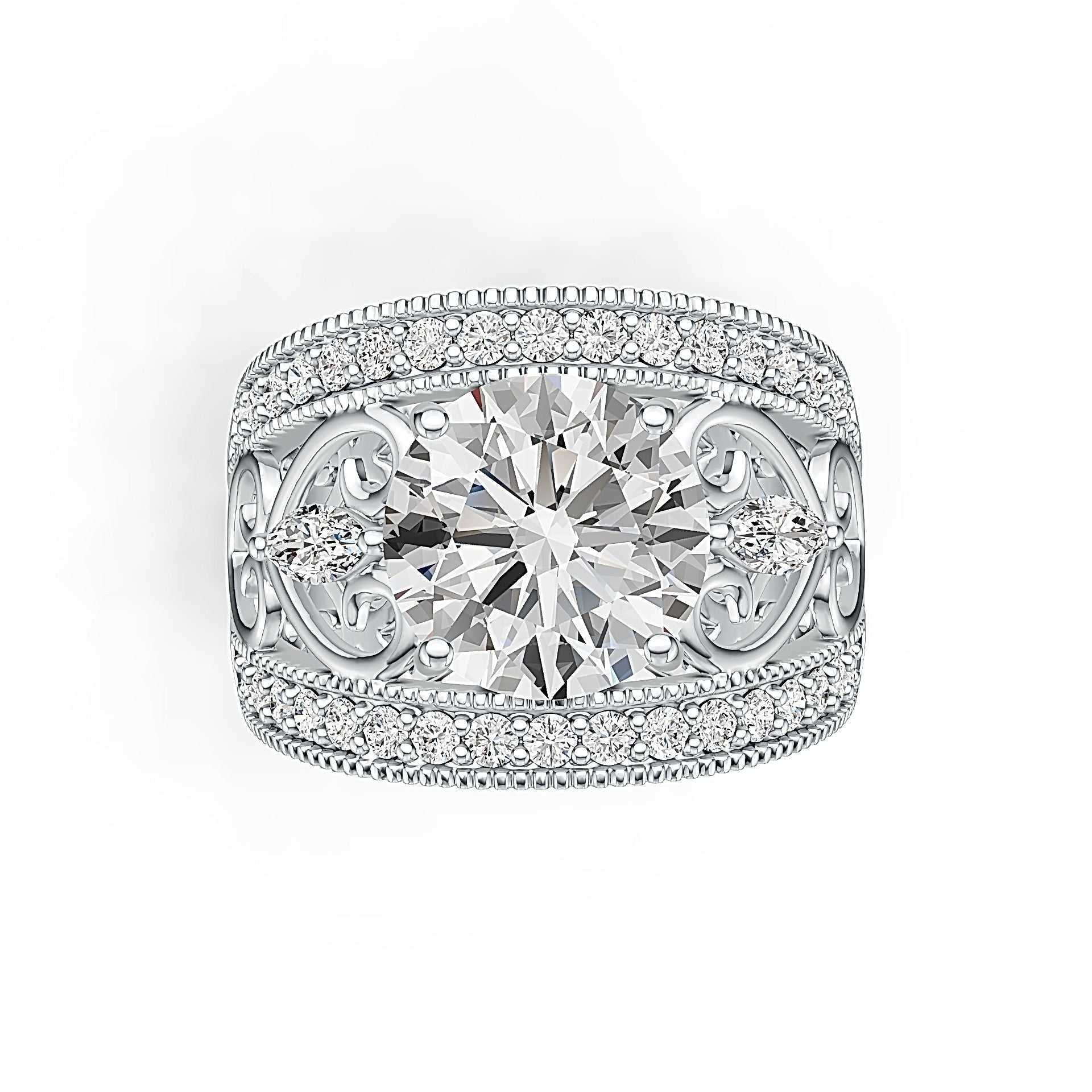 Sterling Silver Semi Mount Ring Setting Round RD 10x10mm DHJ