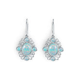 Sterling Silver Semi Mount Earrings Setting Oval OV 9X7mm RD 3X3mm Cabochon DHJ