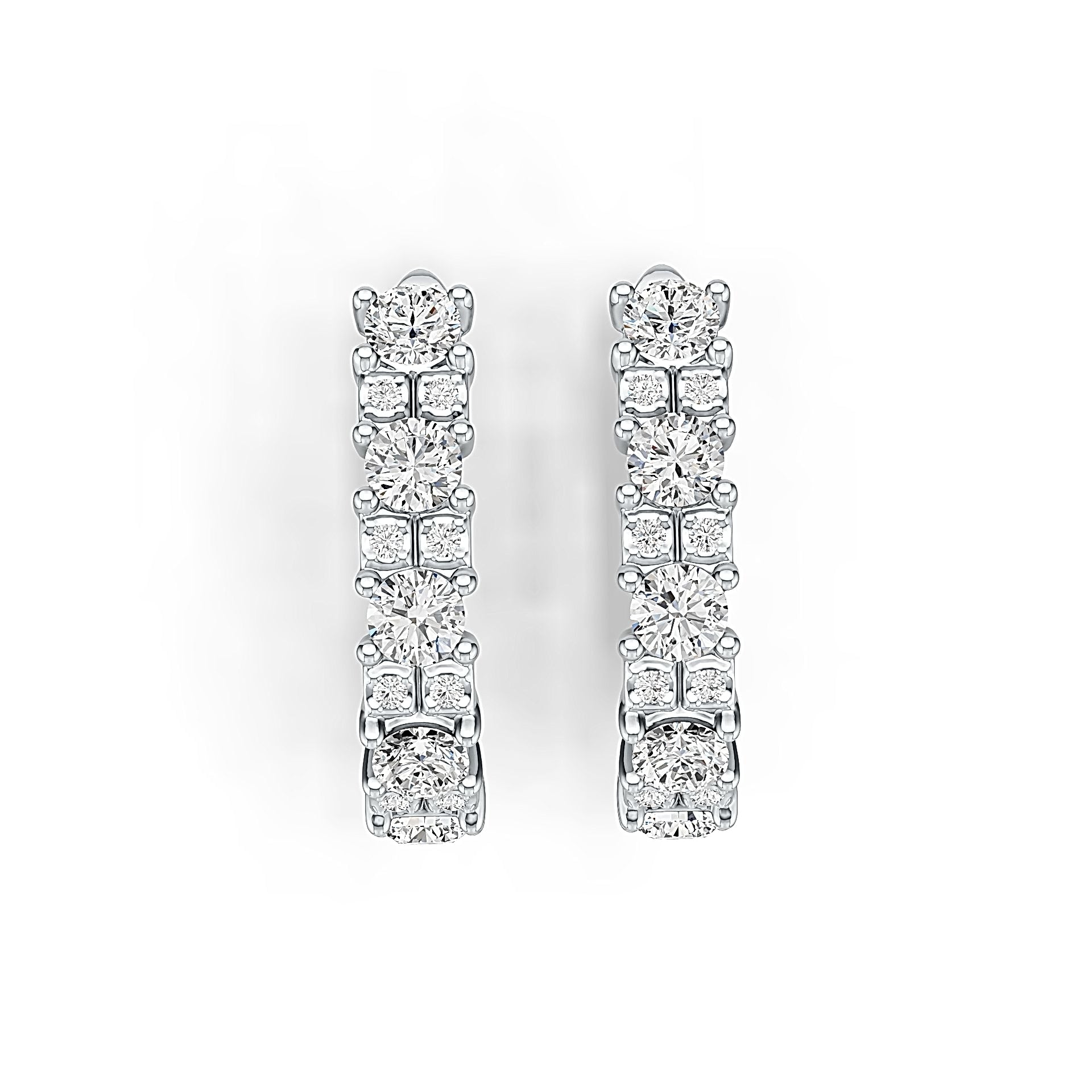 Sterling Silver Earrings Huggie Hoop with White Topaz or Moissanite Syzjewelry