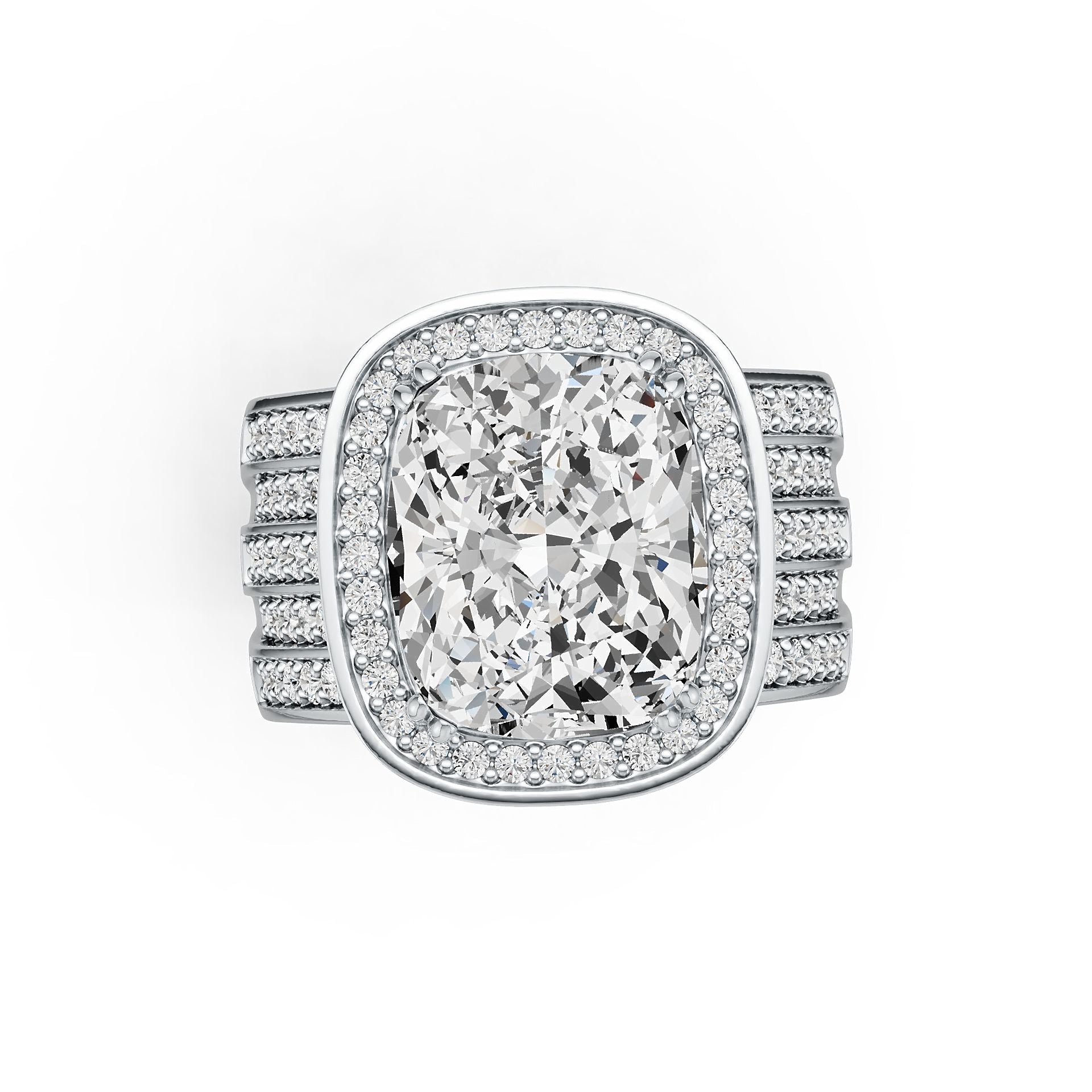 Sterling Silver Semi Mount Ring Setting Cushion CU 12X10mm with White Topaz DHJ