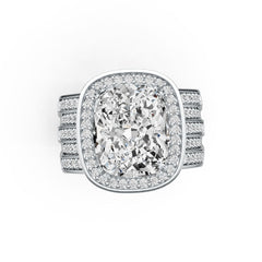 Sterling Silver Semi Mount Ring Setting Cushion CU 12X10mm with White Topaz DHJ