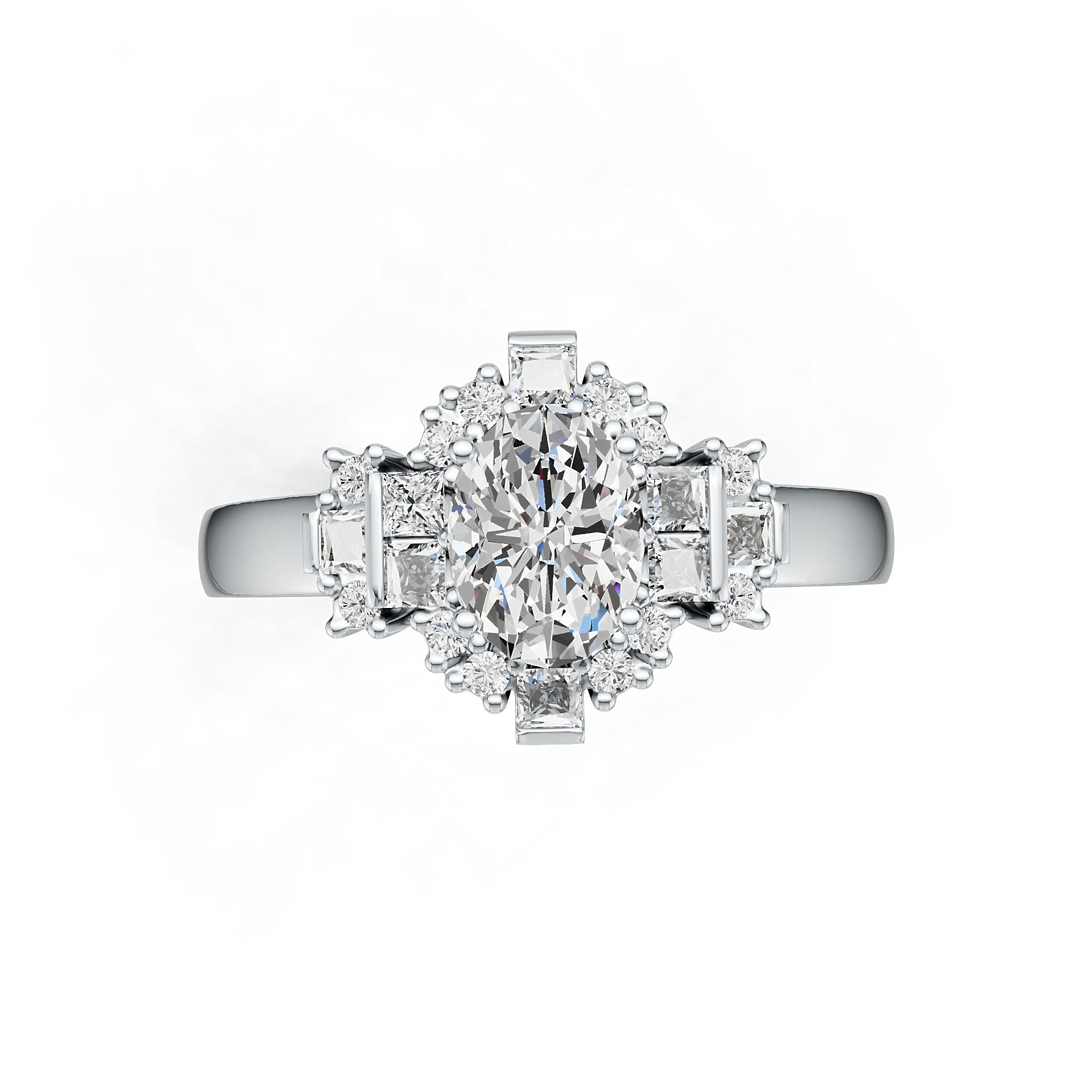 Sterling Silver Semi Mount Ring Setting Oval OV 8X6mm with White Topaz DHJ