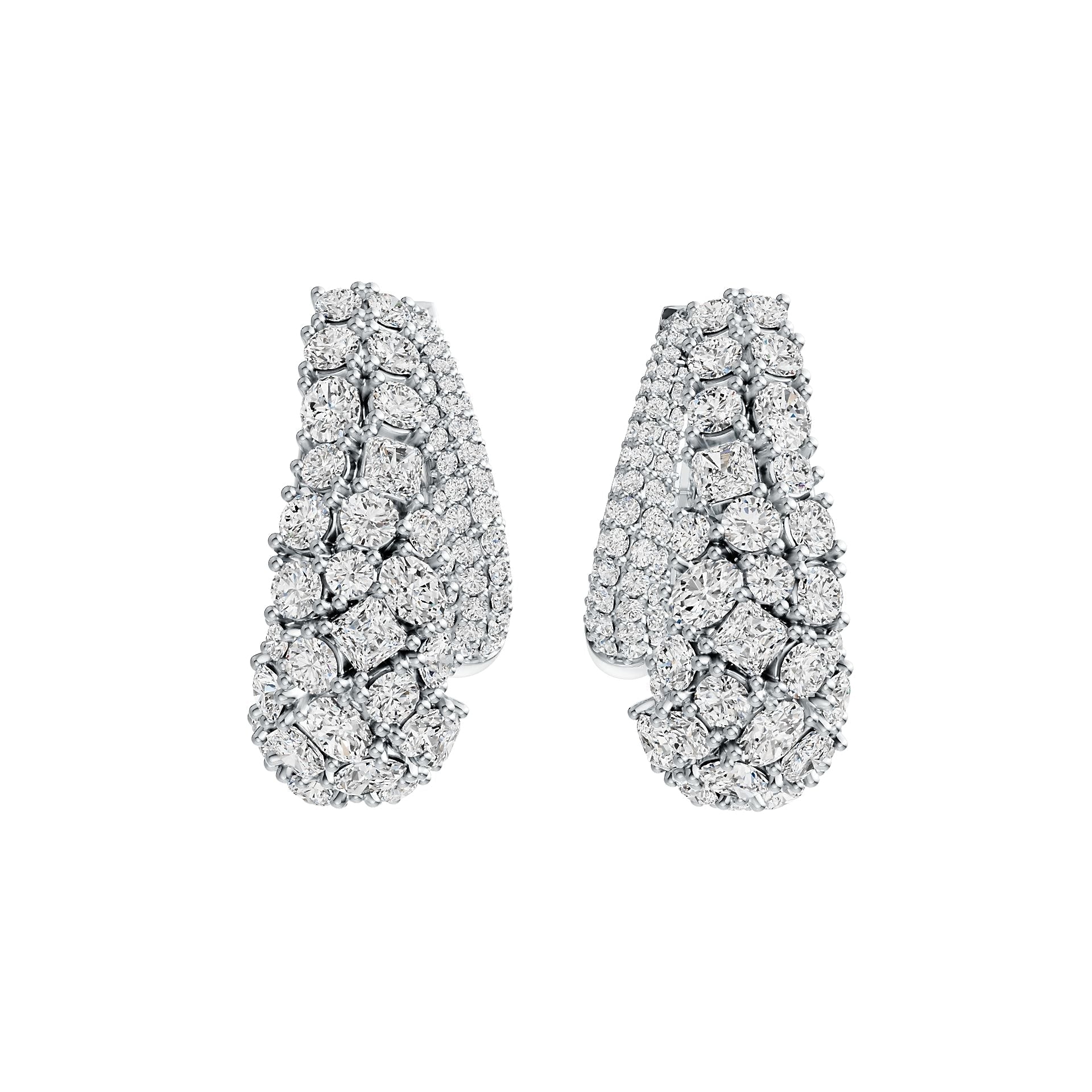 Sterling Silver Hoop Earrings with White Topaz or Moissanite DHJ