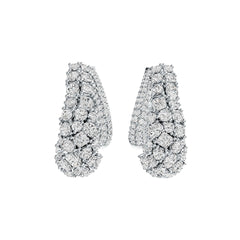 Sterling Silver Hoop Earrings with White Topaz or Moissanite DHJ
