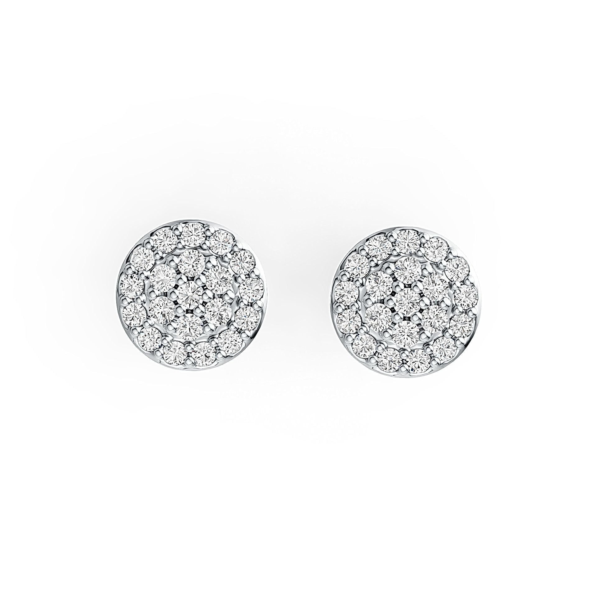 Sterling Silver Stud Earrings Round Shape with White Topaz or Moissanite - Syzjewelry