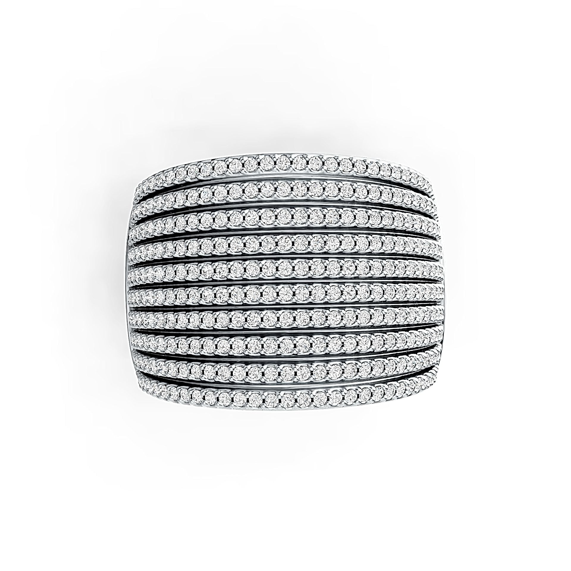 Sterling Silver Multi-Row Band Ring with White Topaz or Moissanite DHJ