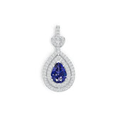Sterling Silver Semi Mount Pendant Setting Pear PE 10X7mm Double Halo Syzjewelry
