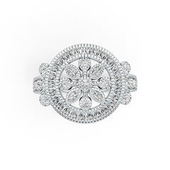 Sterling Silver Cluster Cocktail Ring with White Topaz or Moissanite DHJ